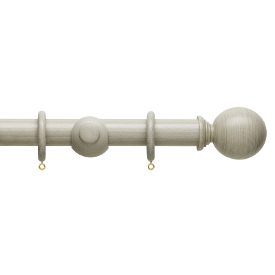 Hallis Origin Wooden Curtain Pole 35mm Flint Grey with Ball Finial