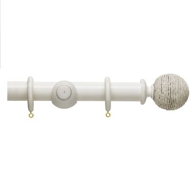 Hallis Origin Wooden Curtain Pole 35mm Chalk Stone with Twine Finial