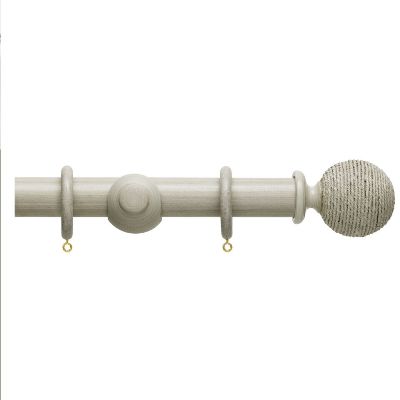 Hallis Origin Wooden Curtain Pole 35mm Flint Grey with Twine Finial