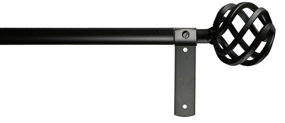 Wrought Iron Curtain Pole 19mm with Basket Finial