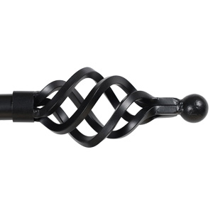 Wrought Iron Curtain Pole 19mm with Cage Finial