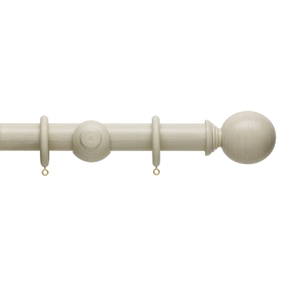 Hallis Origin Wooden Curtain Pole 35mm Limestone with Ball Finial