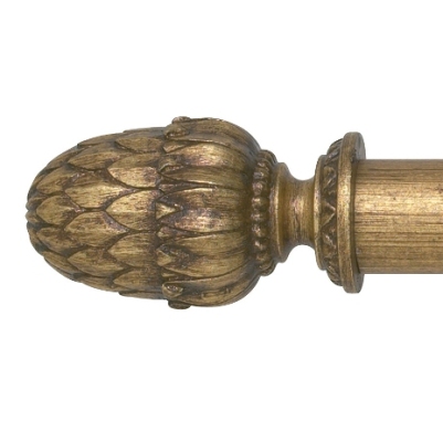 Museum 35mm Pole Set in Antique Gilt with Pantheon Finial
