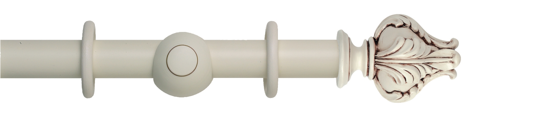 Museum 35mm Pole Set in Antique White with Vienna Finial